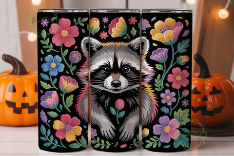Whimsical Raccoon 20oz Tumbler Wrap Sublimation PixelChick 
