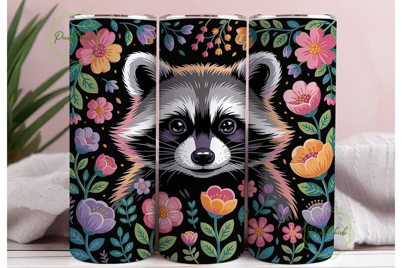 Whimsical Raccoon 20oz Tumbler Wrap Sublimation PixelChick 