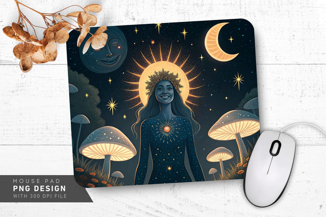 Whimsical Radiant Mushrooms Mousepad Sublimation Regulrcrative 