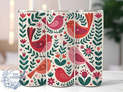 Whimsical Red Bird Tumbler, Whimsical Bird Tumbler, Artistic Bird Wrap, Colorful Bird Wrap, Playful Red Bird Wrap, Sublimation Design, Trendy Gift Idea Sublimation ToriDesigns 