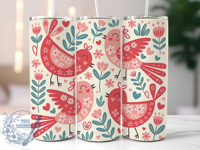 Whimsical Red Bird Tumbler, Whimsical Bird Tumbler, Artistic Bird Wrap, Colorful Bird Wrap, Playful Red Bird Wrap, Sublimation Design, Trendy Gift Idea Sublimation ToriDesigns 