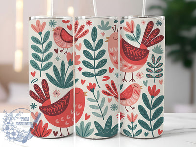 Whimsical Red Bird Tumbler, Whimsical Bird Tumbler, Artistic Bird Wrap, Colorful Bird Wrap, Playful Red Bird Wrap, Sublimation Design, Trendy Gift Idea Sublimation ToriDesigns 