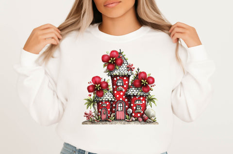 Whimsical Red Fairy Mushroom House PNG Sublimation SVGArt 