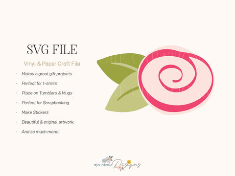 Whimsical Rosebud SVG Cut File SVG Aja Nicole Designs 