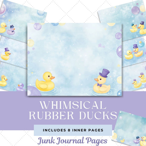 Whimsical Rubber Ducks Junk Journal Paper | Printable Junk Journal Paper SVG Paige Cole Studio 