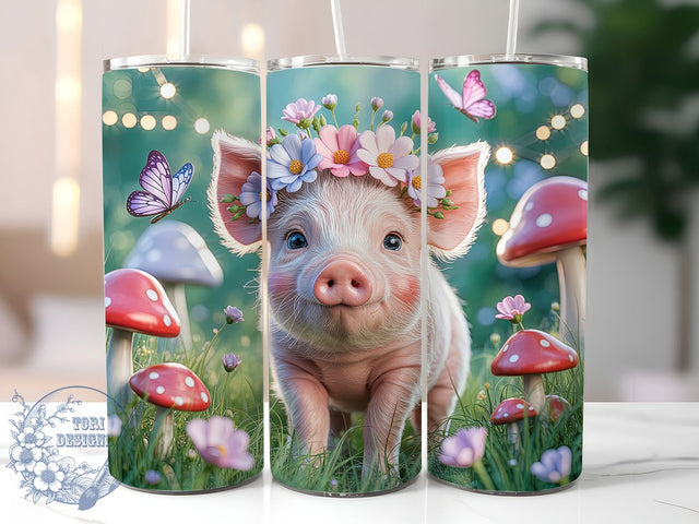 Whimsical Rustic Boho Pig Tumbler, Farmhouse Pig Tumbler, Rustic Animal Wrap, Whimsical Pig Wrap, Artistic Boho Wrap, Sublimation Design, Trendy Gift Idea Sublimation ToriDesigns 