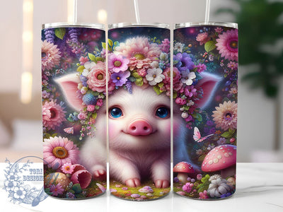 Whimsical Rustic Boho Pig Tumbler, Farmhouse Pig Tumbler, Rustic Animal Wrap, Whimsical Pig Wrap, Artistic Boho Wrap, Sublimation Design, Trendy Gift Idea Sublimation ToriDesigns 