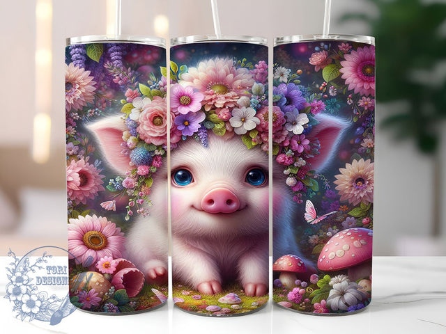 Whimsical Rustic Boho Pig Tumbler, Farmhouse Pig Tumbler, Rustic Animal Wrap, Whimsical Pig Wrap, Artistic Boho Wrap, Sublimation Design, Trendy Gift Idea Sublimation ToriDesigns 