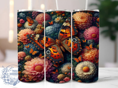 Whimsical Rustic Butterfly Floral Tumbler, Floral Tumbler Design, Rustic Butterfly Wrap, Whimsical Floral Wrap, Country Flower Wrap, Sublimation Design, Trendy Gift Idea Sublimation ToriDesigns 