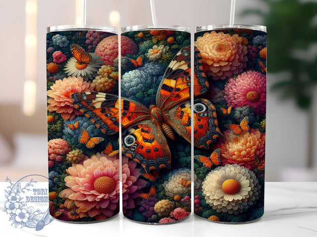 Whimsical Rustic Butterfly Floral Tumbler, Floral Tumbler Design, Rustic Butterfly Wrap, Whimsical Floral Wrap, Country Flower Wrap, Sublimation Design, Trendy Gift Idea Sublimation ToriDesigns 