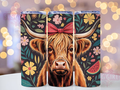 Whimsical Rustic Floral Cow Tumbler, Highland Cow Tumbler, Rustic Cow Wrap, Whimsical Cow Wrap, Country Cow Wrap, Sublimation Design, Trendy Gift Idea Sublimation SvggirlplusArt 