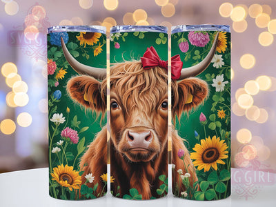 Whimsical Rustic Floral Cow Tumbler, Highland Cow Tumbler, Rustic Cow Wrap, Whimsical Cow Wrap, Country Cow Wrap, Sublimation Design, Trendy Gift Idea Sublimation SvggirlplusArt 