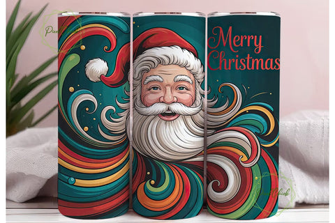 Whimsical Santa 20oz Tumbler Wrap Sublimation PixelChick 