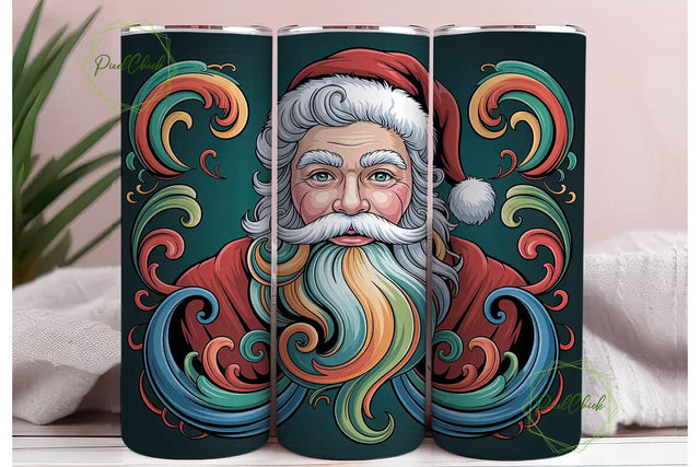 Whimsical Santa 20oz Tumbler Wrap Sublimation PixelChick 