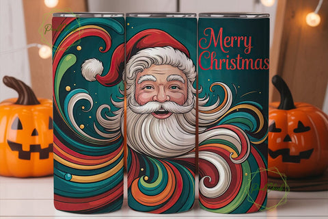 Whimsical Santa 20oz Tumbler Wrap Sublimation PixelChick 