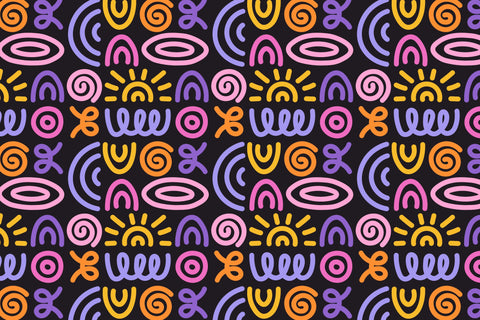 Whimsical Scribbles Seamless Patterns Digital Pattern Rin Green 