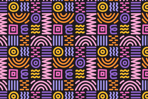 Whimsical Scribbles Seamless Patterns Digital Pattern Rin Green 