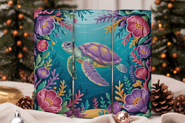 Whimsical Sea Turtle 20oz Tumbler Wrap Sublimation DesignSVG 