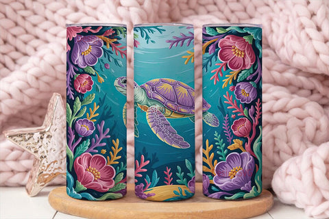 Whimsical Sea Turtle 20oz Tumbler Wrap Sublimation DesignSVG 