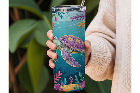 Whimsical Sea Turtle 20oz Tumbler Wrap Sublimation DesignSVG 