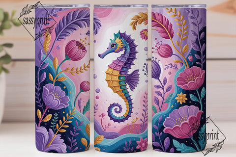 Whimsical Seahorse 20oz Tumbler Wrap Sublimation sassyprint 