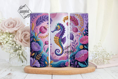 Whimsical Seahorse 20oz Tumbler Wrap Sublimation sassyprint 
