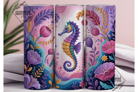Whimsical Seahorse 20oz Tumbler Wrap Sublimation sassyprint 