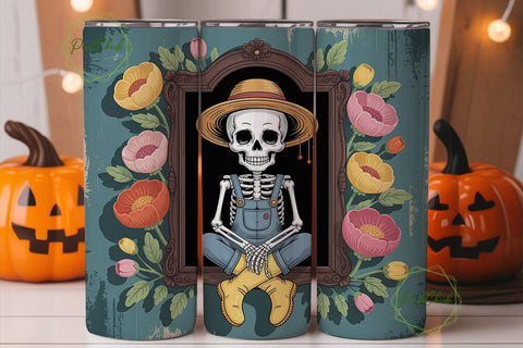 Whimsical Skeleton 20oz Tumbler Wrap Sublimation PixelChick 