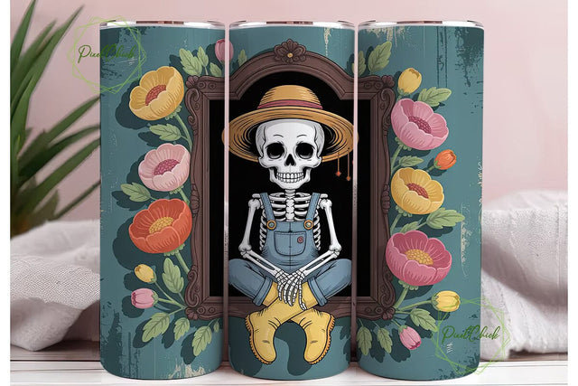 Whimsical Skeleton 20oz Tumbler Wrap Sublimation PixelChick 