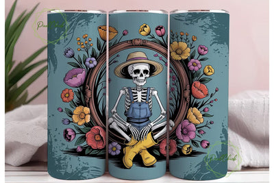 Whimsical Skeleton 20oz Tumbler Wrap Sublimation PixelChick 