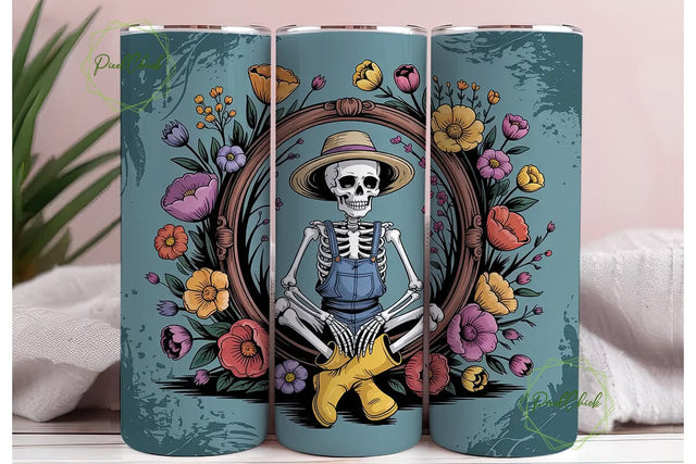 Whimsical Skeleton 20oz Tumbler Wrap Sublimation PixelChick 