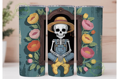 Whimsical Skeleton 20oz Tumbler Wrap Sublimation PixelChick 