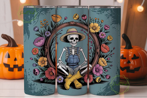 Whimsical Skeleton 20oz Tumbler Wrap Sublimation PixelChick 