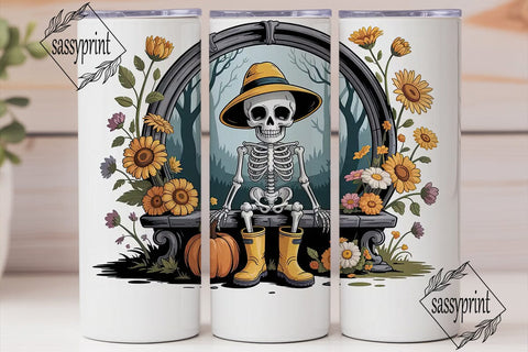 Whimsical Skeleton Fall 20oz Tumbler Sublimation sassyprint 