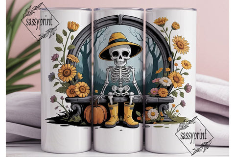 Whimsical Skeleton Fall 20oz Tumbler Sublimation sassyprint 