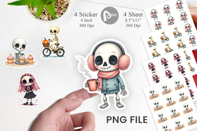 Whimsical Skeletons Sticker Sublimation artnoy 