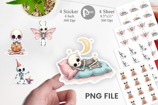 Whimsical Skeletons Sticker Sublimation artnoy 
