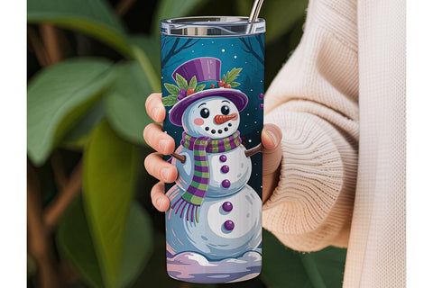 Whimsical Snowman 20oz Tumbler Wrap Sublimation DesignSVG 