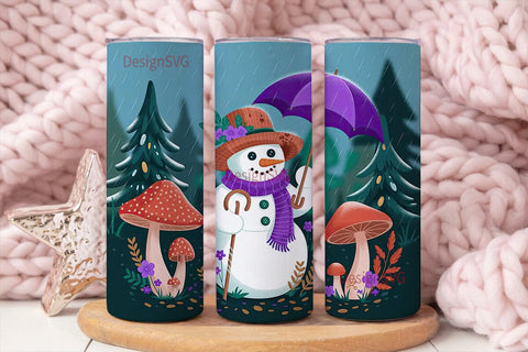 Whimsical Snowman 20oz Tumbler Wrap Sublimation DesignSVG 