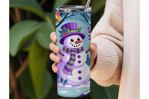 Whimsical Snowman 20oz Tumbler Wrap Sublimation DesignSVG 
