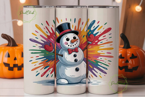 Whimsical Snowman 20oz Tumbler Wrap Sublimation PixelChick 
