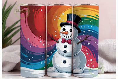 Whimsical Snowman 20oz Tumbler Wrap Sublimation PixelChick 