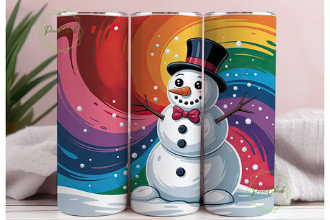 Whimsical Snowman 20oz Tumbler Wrap Sublimation PixelChick 