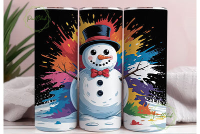 Whimsical Snowman 20oz Tumbler Wrap Sublimation PixelChick 