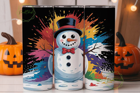Whimsical Snowman 20oz Tumbler Wrap Sublimation PixelChick 