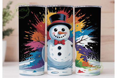 Whimsical Snowman 20oz Tumbler Wrap Sublimation PixelChick 