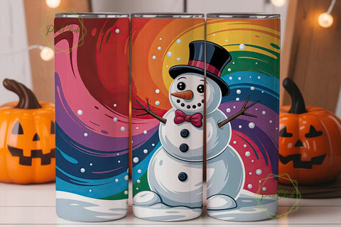 Whimsical Snowman 20oz Tumbler Wrap Sublimation PixelChick 