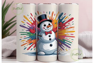 Whimsical Snowman 20oz Tumbler Wrap Sublimation PixelChick 