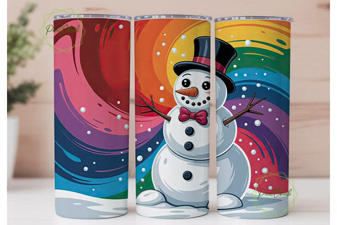 Whimsical Snowman 20oz Tumbler Wrap Sublimation PixelChick 