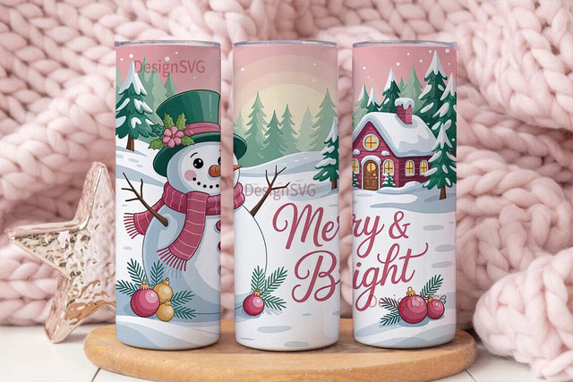 Whimsical Snowman Christmas 20oz Tumbler Sublimation DesignSVG 